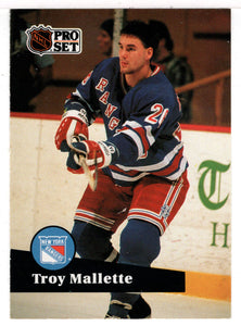 Troy Mallette - New York Rangers (NHL Hockey Card) 1991-92 Pro Set # 157 Mint