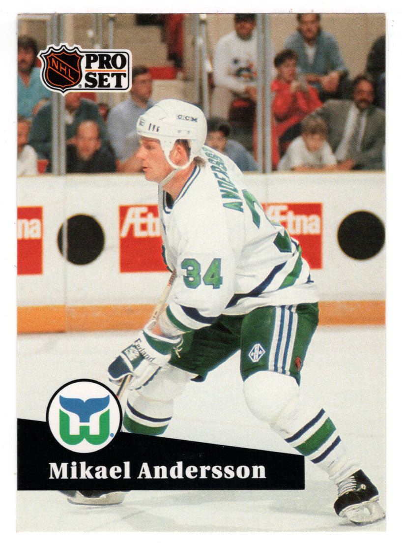 Mikael Andersson - Hartford Whalers (NHL Hockey Card) 1991-92 Pro Set # 394 Mint