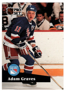 Adam Graves - New York Rangers (NHL Hockey Card) 1991-92 Pro Set # 443 Mint