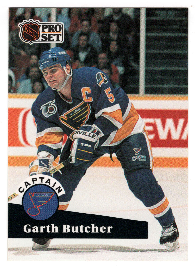 Garth Butcher - St. Louis Blues - Team Captains (NHL Hockey Card) 1991-92 Pro Set # 583 Mint