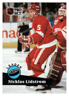 Nicklas Lidstrom - Detroit Red Wings - League Leaders (NHL Hockey Card) 1991-92 Pro Set # 610 Mint