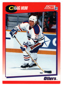 Craig Muni - Edmonton Oilers (NHL Hockey Card) 1991-92 Score Canadian Bilingual # 67 Mint