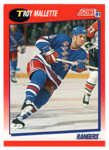 Troy Mallette - New York Rangers (NHL Hockey Card) 1991-92 Score Canadian Bilingual # 178 Mint