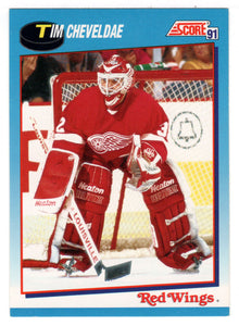 Tim Cheveldae - Detroit Red Wings (NHL Hockey Card) 1991-92 Score Canadian Bilingual # 492 Mint