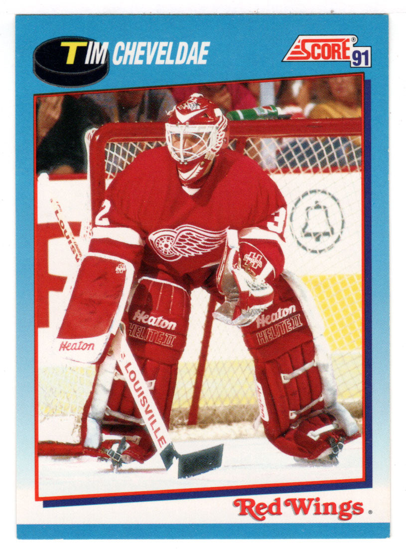 Tim Cheveldae Detroit Red Wings Hand Signed 1991-92 UD Hockey Card 129 NM-MT