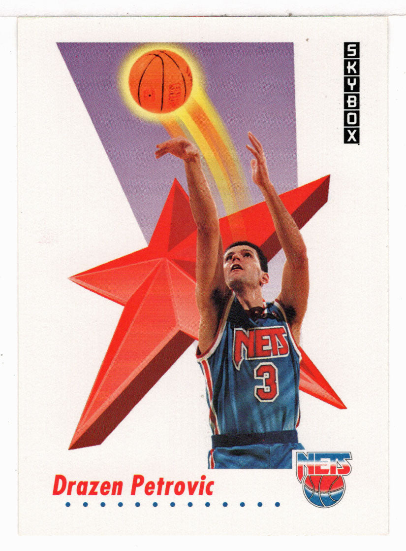 Drazen Petrovic - New Jersey Nets (NBA Basketball Card) 1991-92 Skybox # 186 Mint