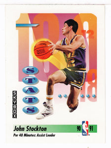 John Stockton - Utah Jazz - League Leaders (NBA Basketball Card) 1991-92 Skybox # 306 Mint