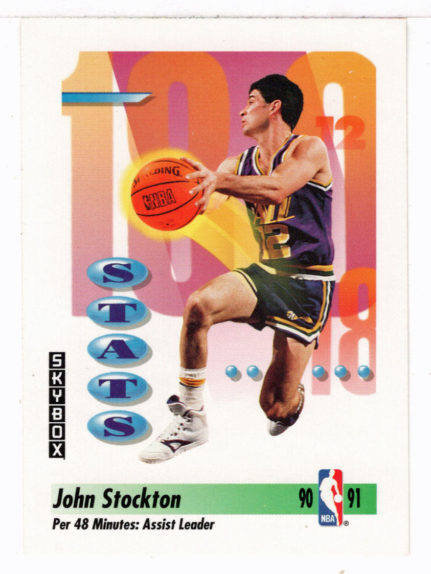 John Stockton - Utah Jazz - League Leaders (NBA Basketball Card) 1991-92 Skybox # 306 Mint