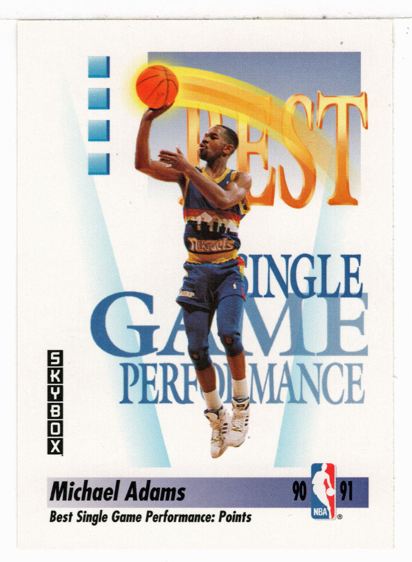 Michael Adams - Denver Nuggets - Best Single Game Performance (NBA Basketball Card) 1991-92 Skybox # 308 Mint
