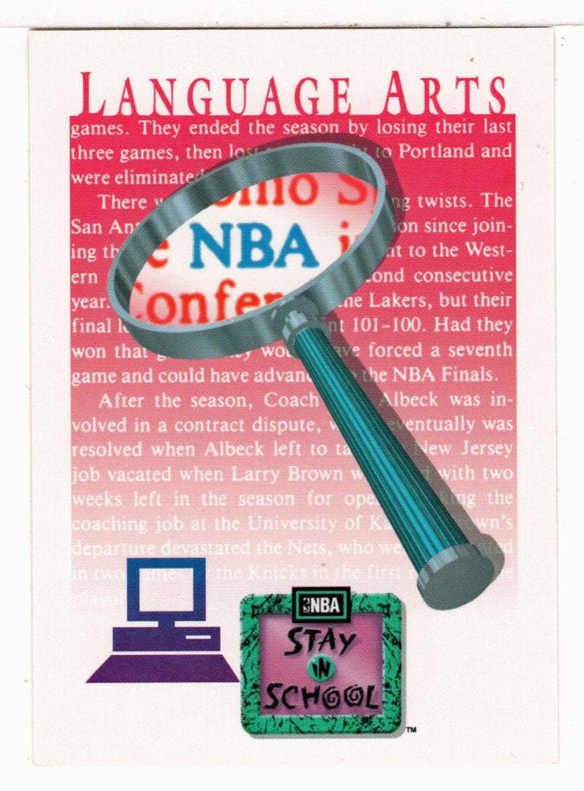 Language Arts - Stay In School (NBA Basketball Card) 1991-92 Skybox # 338 Mint