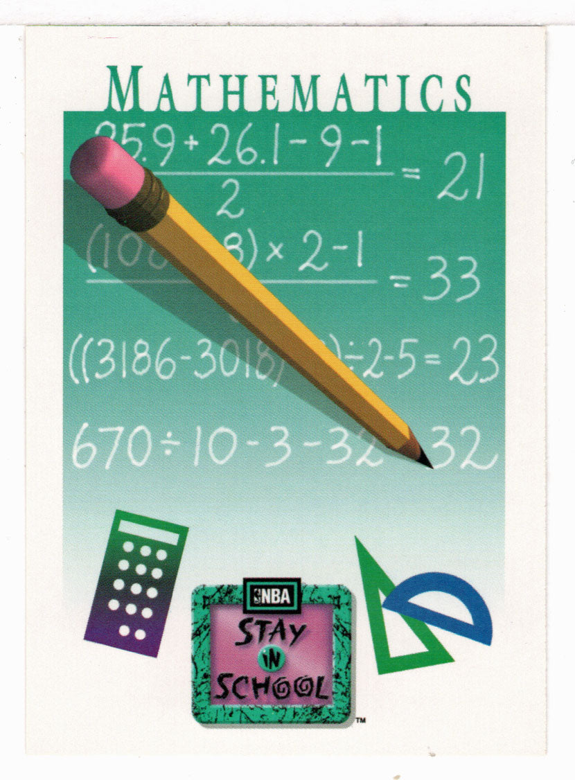 Mathematics - Stay In School (NBA Basketball Card) 1991-92 Skybox # 339 Mint
