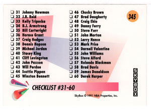 Checklist # 1 (NBA Basketball Card) 1991-92 Skybox # 345 Mint