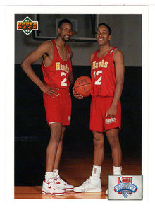 Stacey Augmon - Rodney Monroe - Atlanta Hawks - Draft Checklist (NBA Basketball Card) 1991-92 Upper Deck # 1 Mint