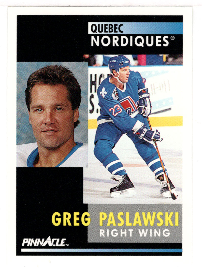 Greg Paslawski - Quebec Nordiques (NHL Hockey Card) 1991-92 Pinnacle # 286 Mint