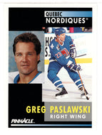 Greg Paslawski - Quebec Nordiques (NHL Hockey Card) 1991-92 Pinnacle # 286 Mint