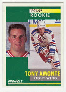 Tony Amonte RC - New York Rangers (NHL Hockey Card) 1991-92 Pinnacle # 301 Mint