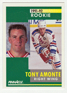 Tony Amonte RC - New York Rangers (NHL Hockey Card) 1991-92 Pinnacle # 301 Mint