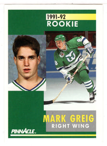 Mark Greig - Hartford Whalers (NHL Hockey Card) 1991-92 Pinnacle # 352 Mint