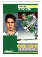 Mark Greig - Hartford Whalers (NHL Hockey Card) 1991-92 Pinnacle # 352 Mint