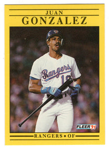 Juan Gonzalez - Texas Rangers  (MLB Baseball Card) 1991 Fleer # 286 Mint