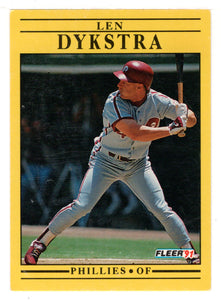 Len Dykstra - Philadelphia Phillies (MLB Baseball Card) 1991 Fleer # 395 Mint