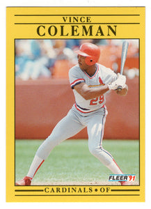 Vince Coleman - St. Louis Cardinals (MLB Baseball Card) 1991 Fleer # 629 Mint