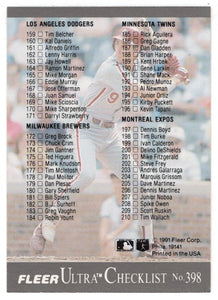 Checklist # 2 - Von Hayes - Philadelphia Phillies (MLB Baseball Card) 1991 Fleer Ultra # 398 Mint