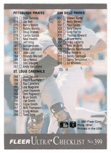 Checklist # 3 - Terry Kennedy - San Francisco Giants (MLB Baseball Card) 1991 Fleer Ultra # 399 Mint