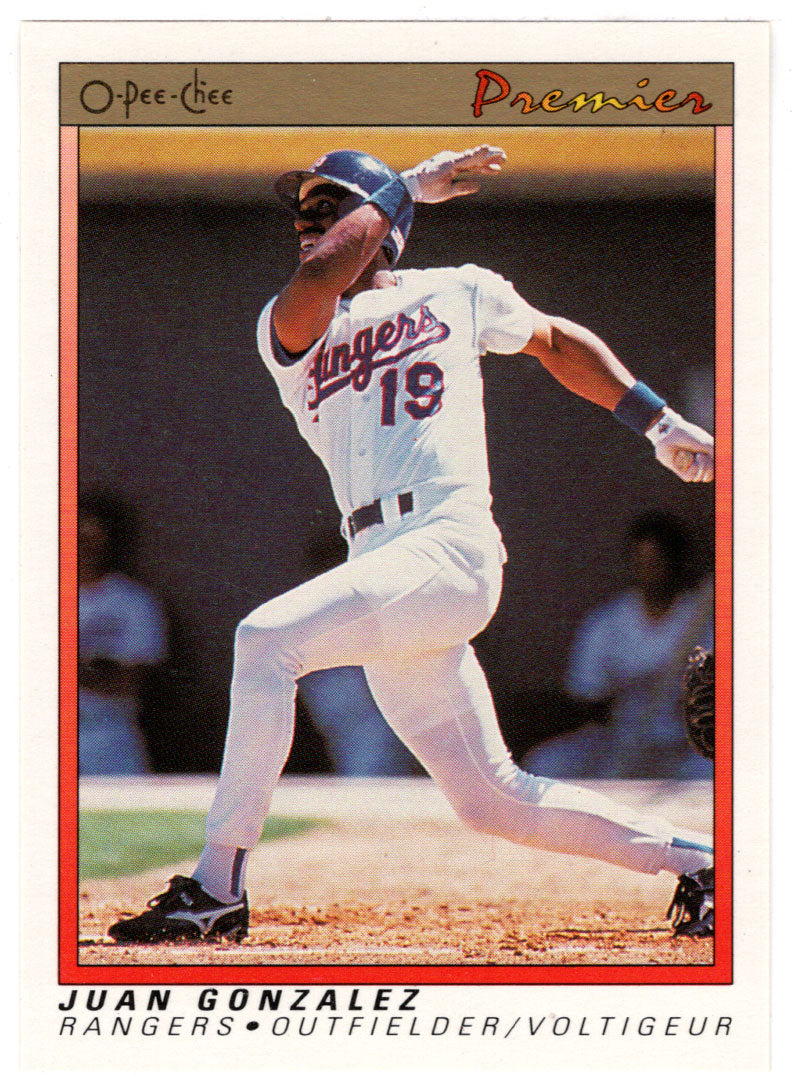 Juan Gonzalez - Texas Rangers (MLB Baseball Card) 1991 O-Pee-Chee Premier # 54 NM/MT