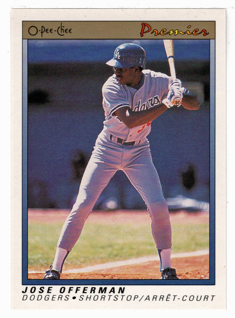 Jose Offerman -  Los Angeles Dodgers (MLB Baseball Card) 1991 O-Pee-Chee Premier # 90 NM/MT