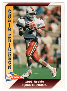 Craig Erickson RC - Washington Redskins (NFL Football Card) 1991 Pacific # 519 Mint