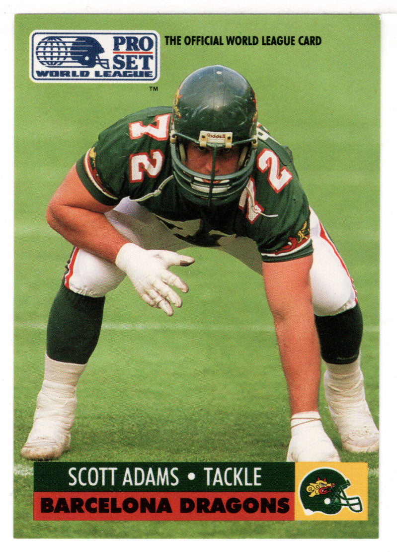 Scott Adams - Barcelona Dragons (WLAF Football Card) 1991 Pro Set WLAF 150 World League # 30 Mint
