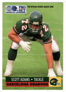 Scott Adams - Barcelona Dragons (WLAF Football Card) 1991 Pro Set WLAF 150 World League # 30 Mint