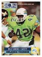 Billy Owens - Orlando Thunder (WLAF Football Card) 1991 Pro Set WLAF 150 World League # 116 Mint
