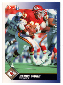 Barry Word - Kansas City Chiefs (NFL Football Card) 1991 Score # 90 Mint