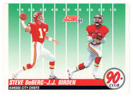 Steve DeBerg - J.J. Birden - Kansas City Chiefs - 90+ Club (NFL Football Card) 1991 Score # 326 Mint