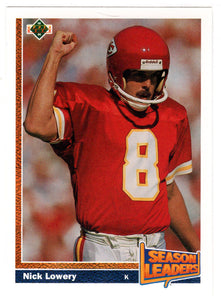 Nick Lowery - Kansas City Chiefs - Season Leaders (NFL Football Card) 1991 Upper Deck # 405 Mint