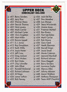 Checklist (# 401 - # 500) (NFL Football Card) 1991 Upper Deck # 500 Mint