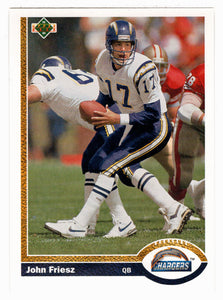 John Friesz - San Diego Chargers (NFL Football Card) 1991 Upper Deck # 555 Mint