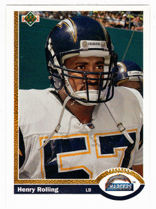 Henry Rolling RC - San Diego Chargers (NFL Football Card) 1991 Upper Deck # 593 Mint