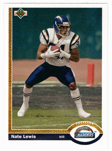 Nate Lewis RC - San Diego Chargers (NFL Football Card) 1991 Upper Deck # 599 Mint