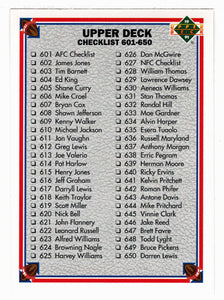 Checklist (# 601 - # 700) (NFL Football Card) 1991 Upper Deck # 700 Mint