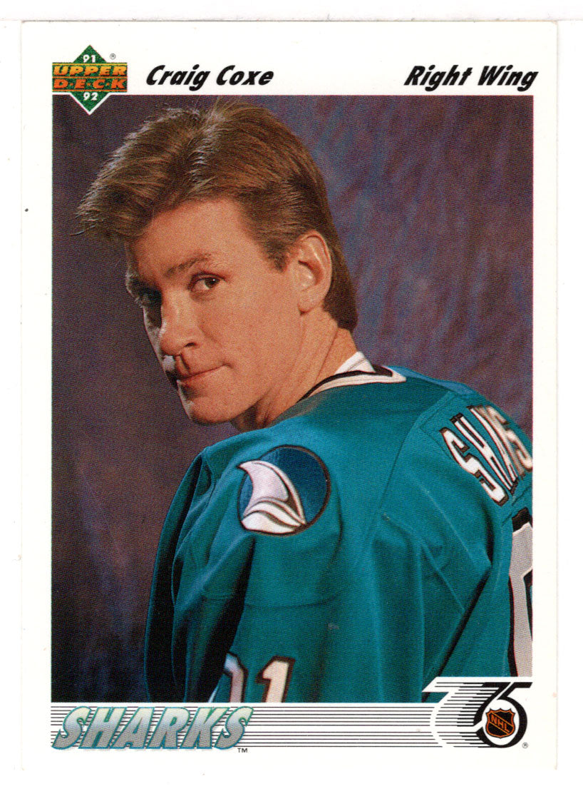 Craig Coxe - San Jose Sharks (NHL Hockey Card) 1991-92 Upper Deck # 60 Mint