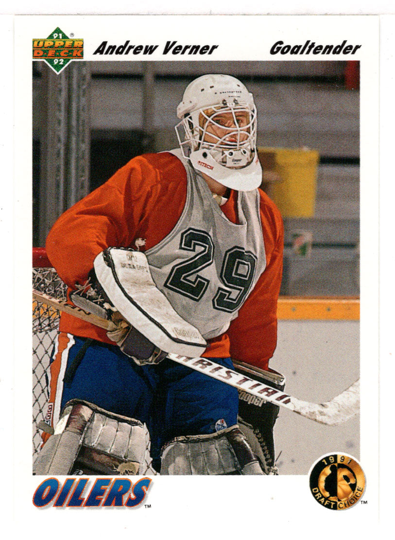 Andrew Verner RC - Edmonton Oilers - Draft Choice (NHL Hockey Card) 1991-92 Upper Deck # 74 Mint