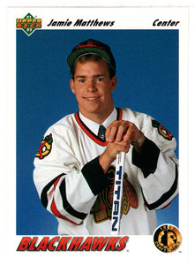 Jamie Matthews RC - Chicago Blackhawks - Draft Choice (NHL Hockey Card) 1991-92 Upper Deck # 76 Mint