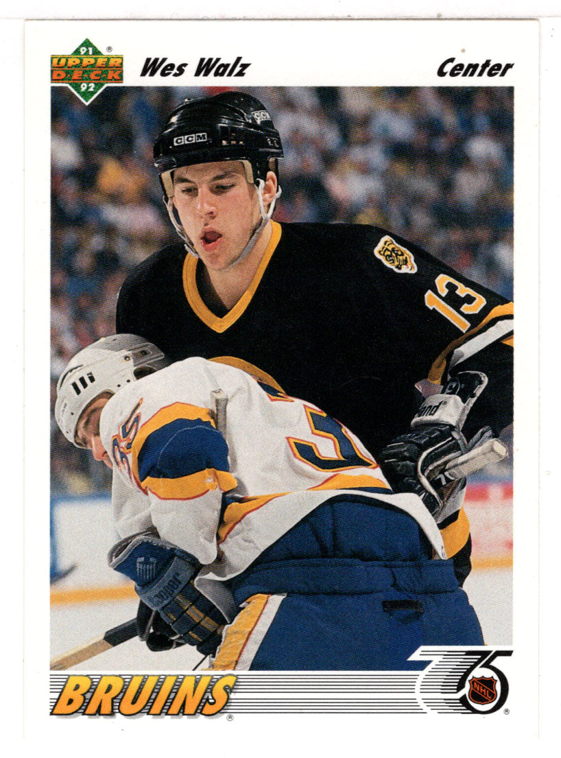 Wes Walz - Boston Bruins (NHL Hockey Card) 1991-92 Upper Deck # 123 Mint