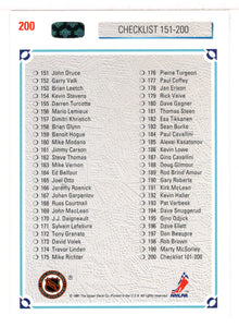 Checklist # 2 (NHL Hockey Card) 1991-92 Upper Deck # 200 Mint