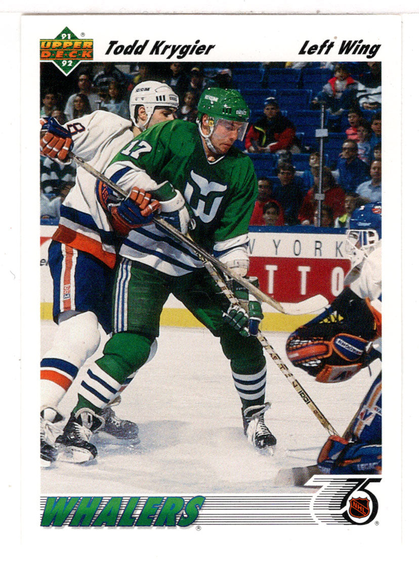 Todd Krygier - Hartford Whalers (NHL Hockey Card) 1991-92 Upper Deck # 215 Mint