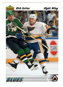 Rich Sutter - St. Louis Blues (NHL Hockey Card) 1991-92 Upper Deck # 317 Mint