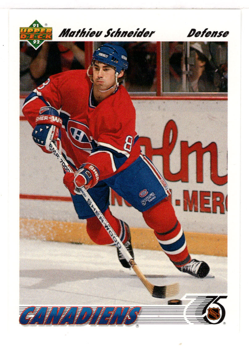 Mathieu Schneider - Montreal Canadiens (NHL Hockey Card) 1991-92 Upper Deck # 328 Mint